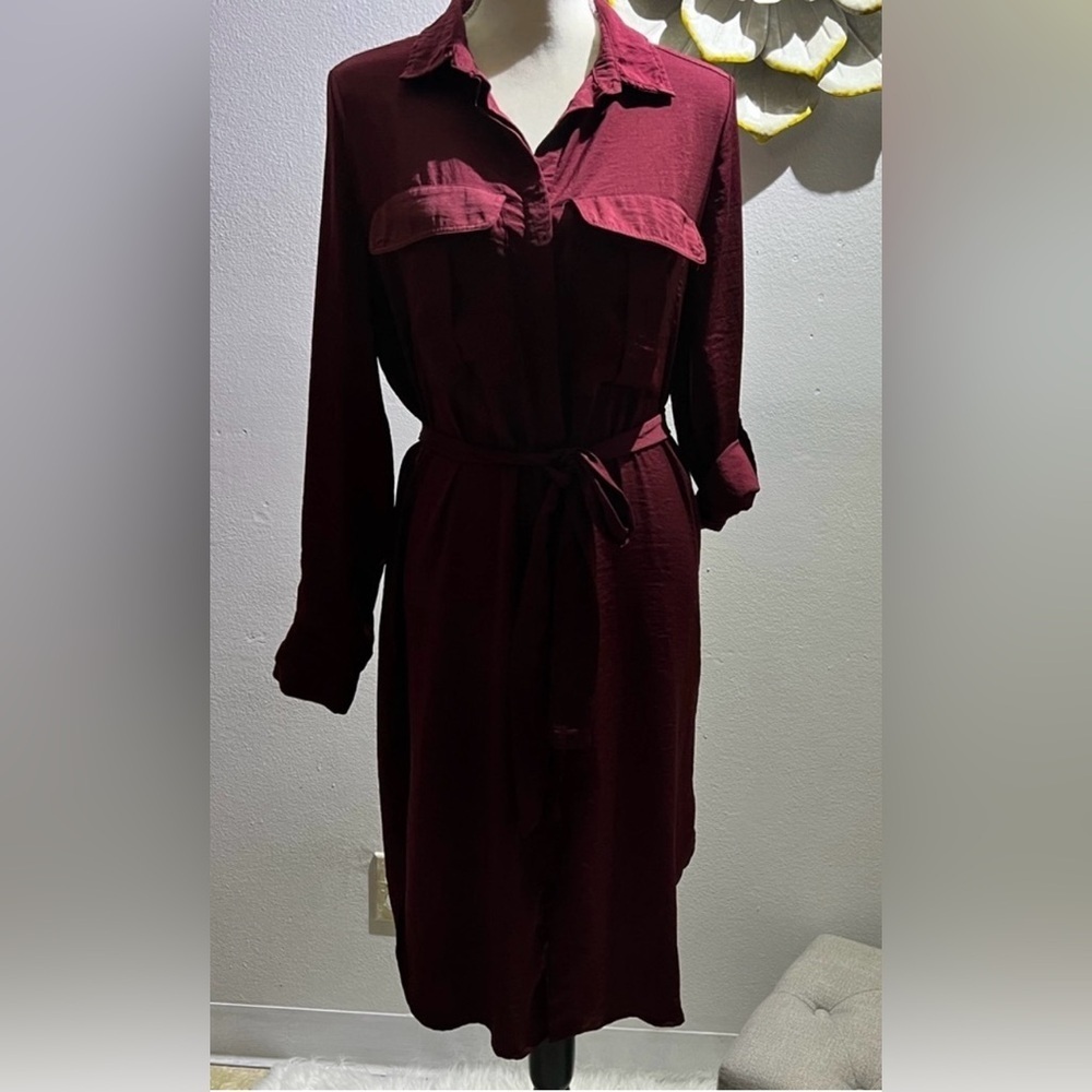 H&M Deep Red Long Sleeve Dress Women